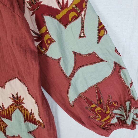 Soft Surroundings Terracotta Floral Long Sleeve Dress - Picture 12 of 16